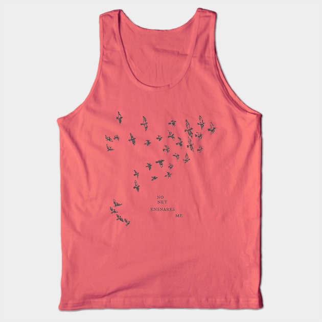 "No net ensnares me" + flock of birds - Jane Eyre quote, Charlotte Bronte (pale blue background) Tank Top by Ofeefee